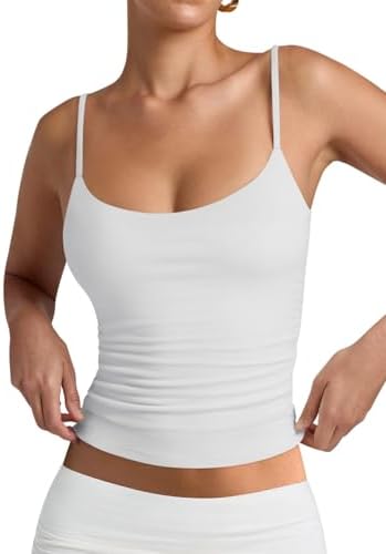 PINKMSTYLE Women's Basic Double Lined Scoop Neck Tank Tops Adjustable Cami Tank Summer Sleeveless Tops