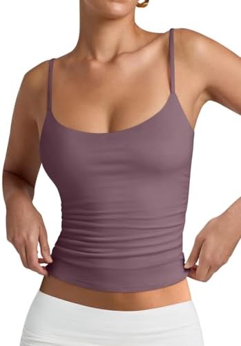 PINKMSTYLE Women's Basic Double Lined Scoop Neck Tank Tops Adjustable Cami Tank Summer Sleeveless Tops