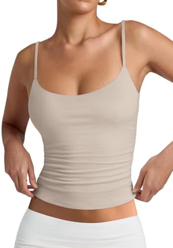 PINKMSTYLE Women's Basic Double Lined Scoop Neck Tank Tops Adjustable Cami Tank Summer Sleeveless Tops