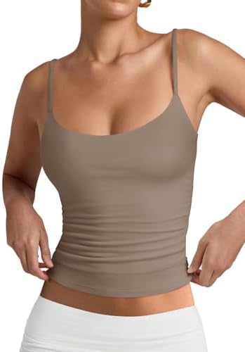 PINKMSTYLE Women's Basic Double Lined Scoop Neck Tank Tops Adjustable Cami Tank Summer Sleeveless Tops