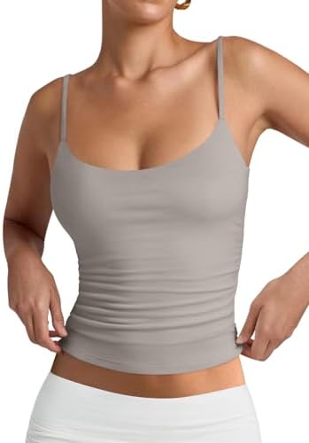 PINKMSTYLE Women's Basic Double Lined Scoop Neck Tank Tops Adjustable Cami Tank Summer Sleeveless Tops