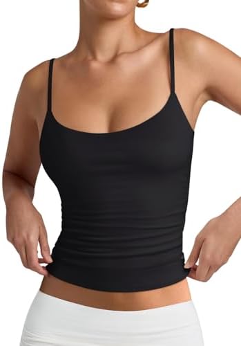 PINKMSTYLE Women's Basic Double Lined Scoop Neck Tank Tops Adjustable Cami Tank Summer Sleeveless Tops