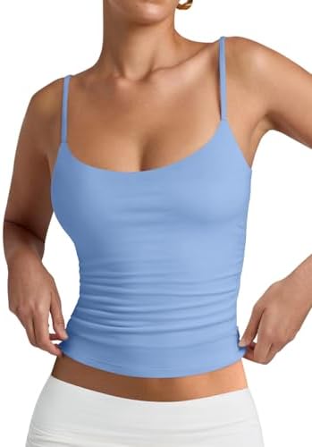 PINKMSTYLE Women's Basic Double Lined Scoop Neck Tank Tops Adjustable Cami Tank Summer Sleeveless Tops
