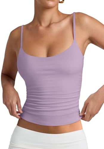 PINKMSTYLE Women's Basic Double Lined Scoop Neck Tank Tops Adjustable Cami Tank Summer Sleeveless Tops