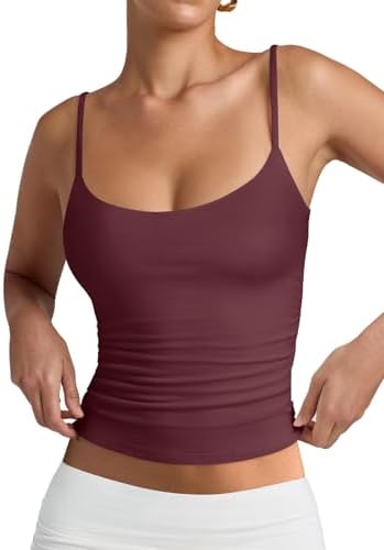 PINKMSTYLE Women's Basic Double Lined Scoop Neck Tank Tops Adjustable Cami Tank Summer Sleeveless Tops