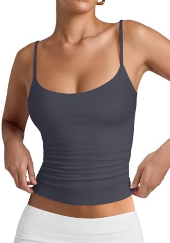 PINKMSTYLE Women's Basic Double Lined Scoop Neck Tank Tops Adjustable Cami Tank Summer Sleeveless Tops