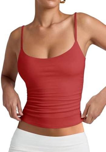 PINKMSTYLE Women's Basic Double Lined Scoop Neck Tank Tops Adjustable Cami Tank Summer Sleeveless Tops