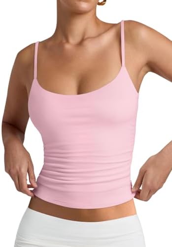 PINKMSTYLE Women's Basic Double Lined Scoop Neck Tank Tops Adjustable Cami Tank Summer Sleeveless Tops