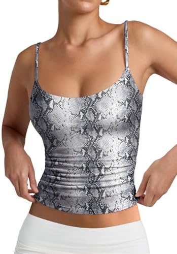 PINKMSTYLE Women's Basic Double Lined Scoop Neck Tank Tops Adjustable Cami Tank Summer Sleeveless Tops