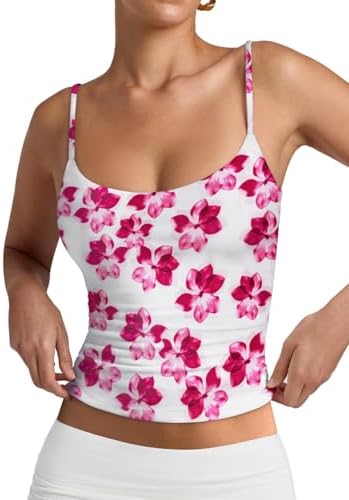PINKMSTYLE Women's Basic Double Lined Scoop Neck Tank Tops Adjustable Cami Tank Summer Sleeveless Tops