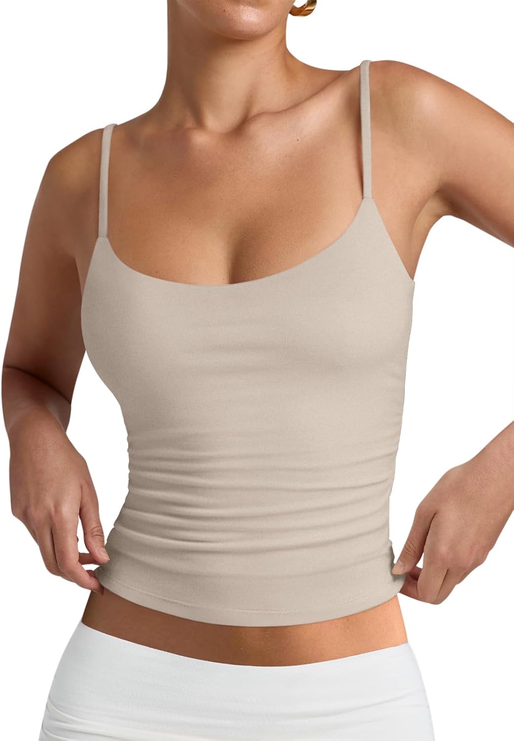 PINKMSTYLE Women's Basic Double Lined Scoop Neck Tank Tops Adjustable Cami Tank Summer Sleeveless Tops